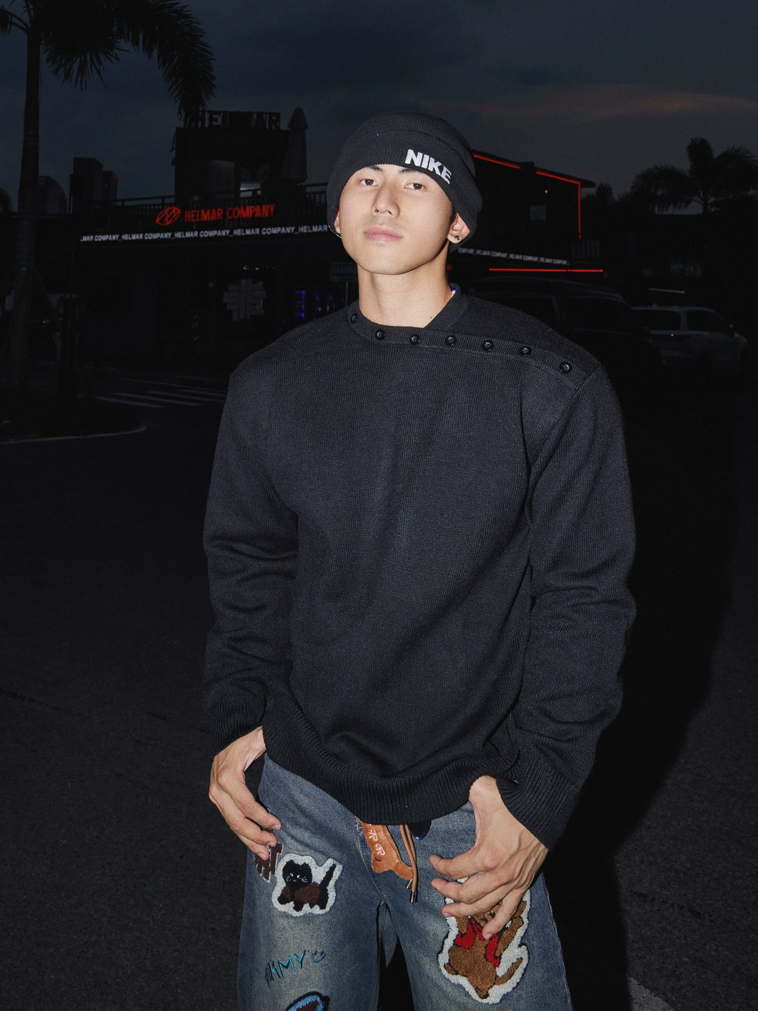 Asimetrik Yaka Triko Uzun Kollu Kazak 