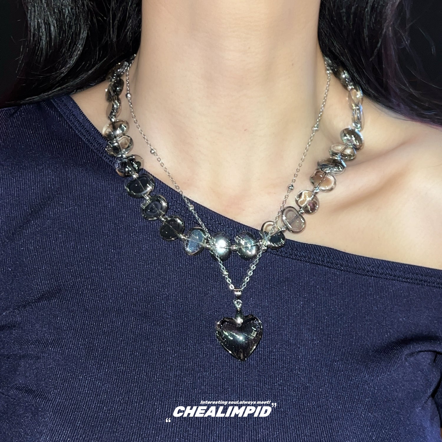 Crystal Irregular Heart Stacking Necklace