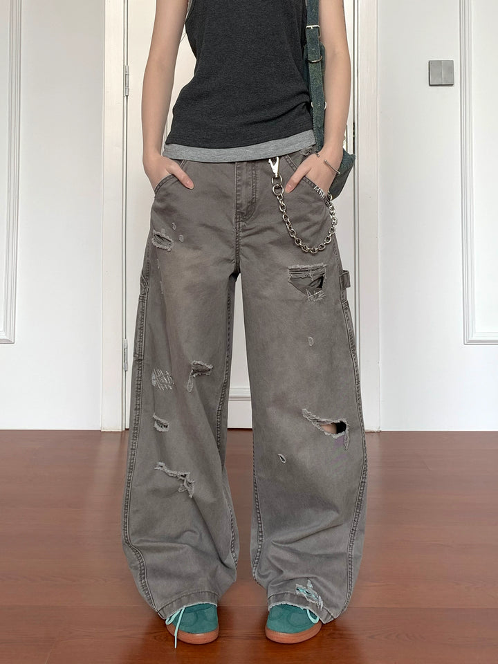 Verstoorde Wijde Casual Gewassen Broek 