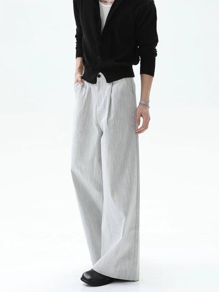 Pantalons décontractés en mélange de lin à coupe ample 