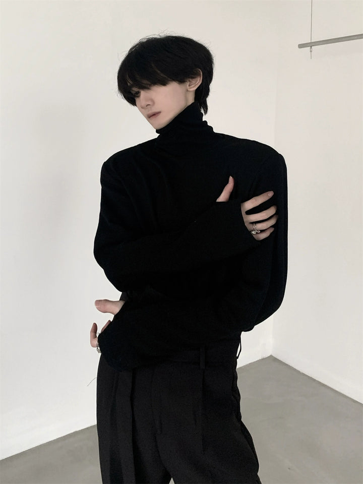 Camiseta de pullover de manga larga con cuello alto 