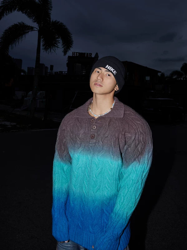 Suéter de punto cableado con degradado 