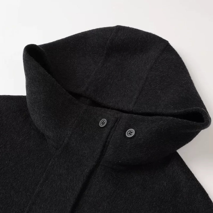 Relaxed Fit Hooded Wool Coat
