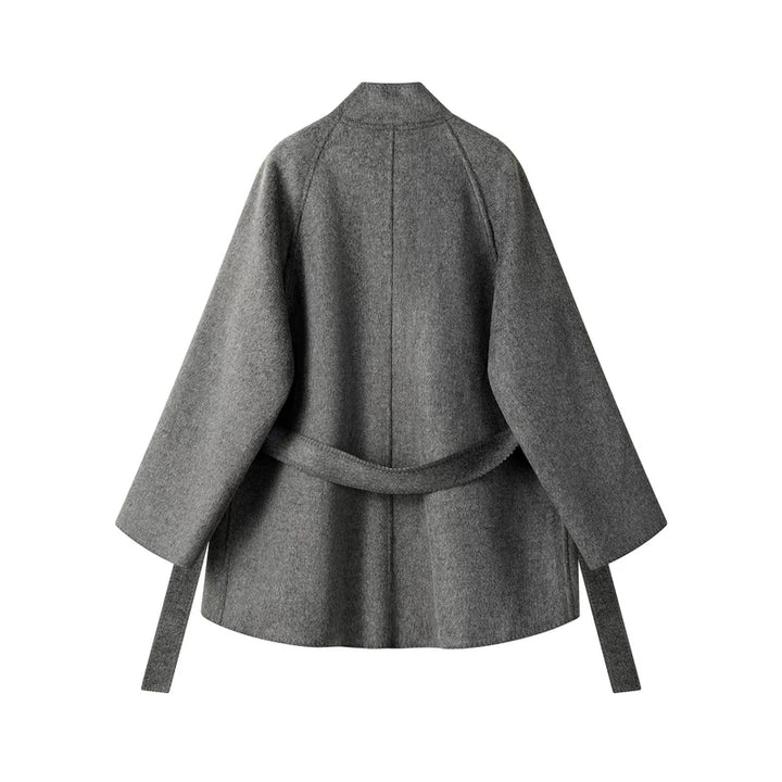 Stand Collar Double-Faced Wool Coat
