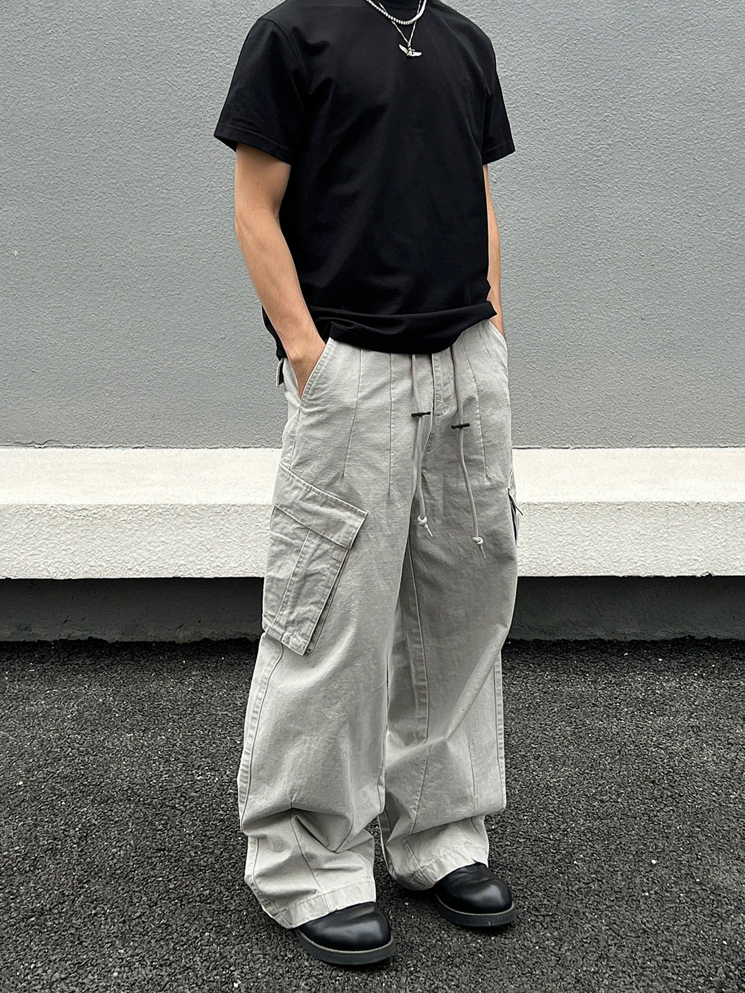 Retro bredbenade flerficks casual byxor 