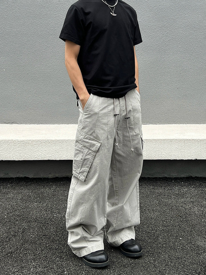 Retro bredbenade flerficks casual byxor 