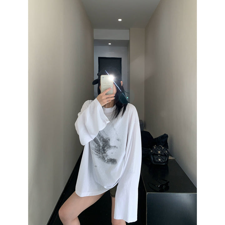 Loose-Fit Printed Long Sleeve Pullover