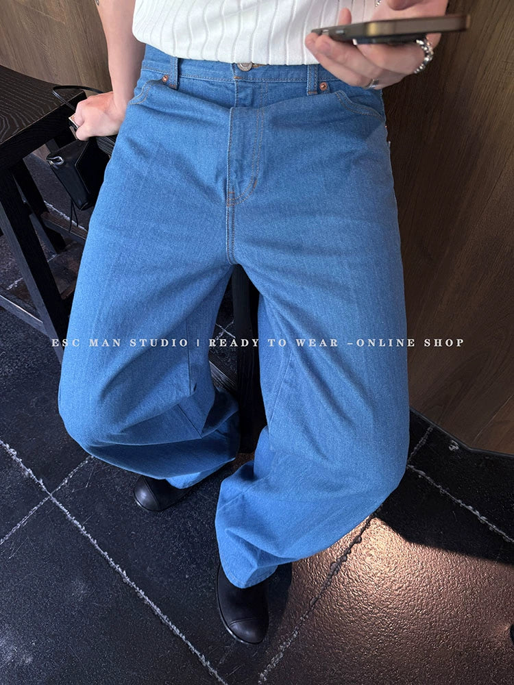 Pantalones de mezclilla rectos de cintura alta sueltos 