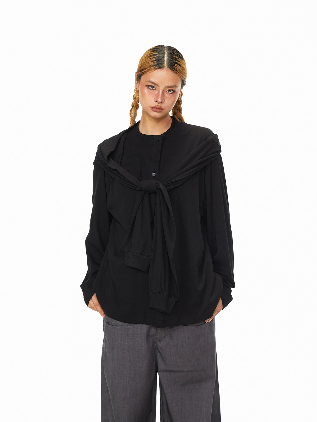 Retro Two-Piece Loose Turtleneck Top
