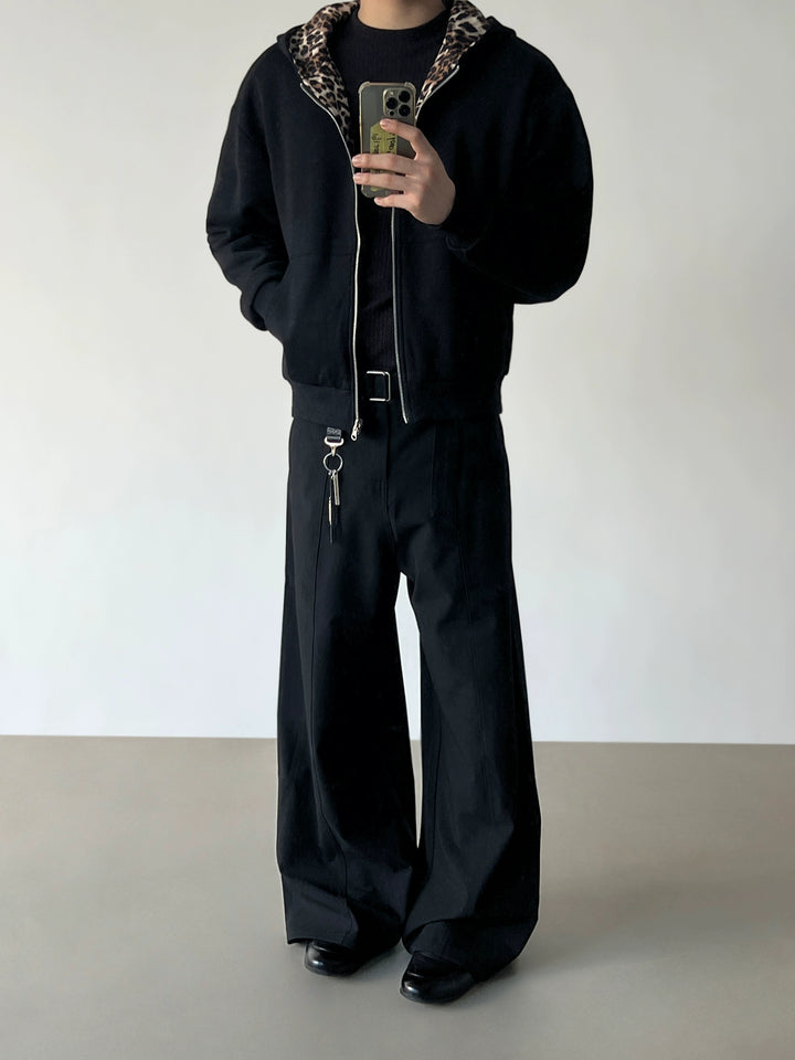Sweat à capuche avec doublure en imprimé léopard 