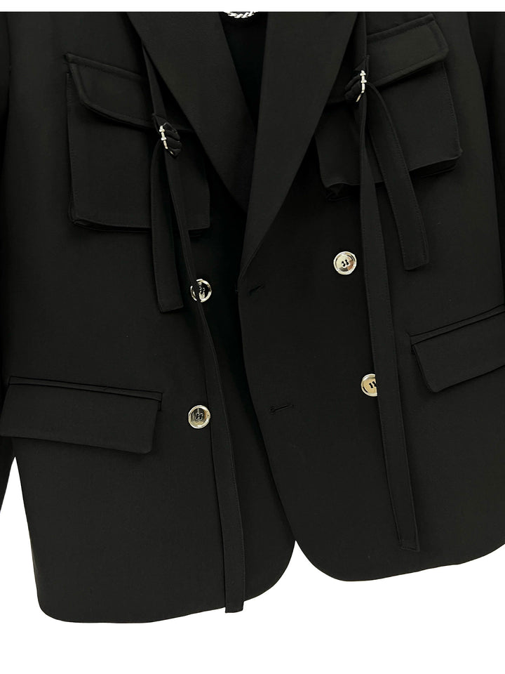 Casual Suit Jacket met Ribbons, Schoudervullingen 