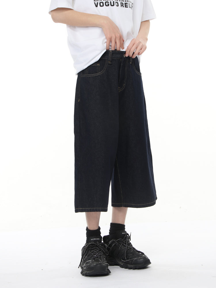 Pantalons en denim large à 7 points 