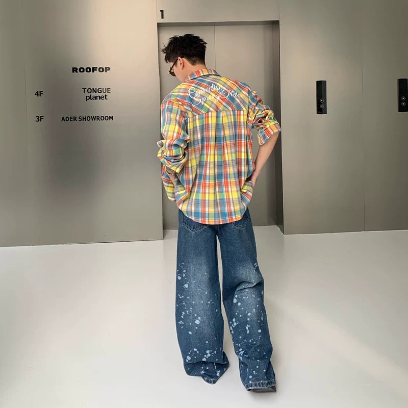 Handgeschilderde Ster Graffiti Rechtaf Jeans 