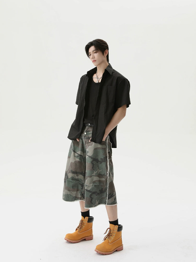 Short Sleeve Loose Button-Up Shirt