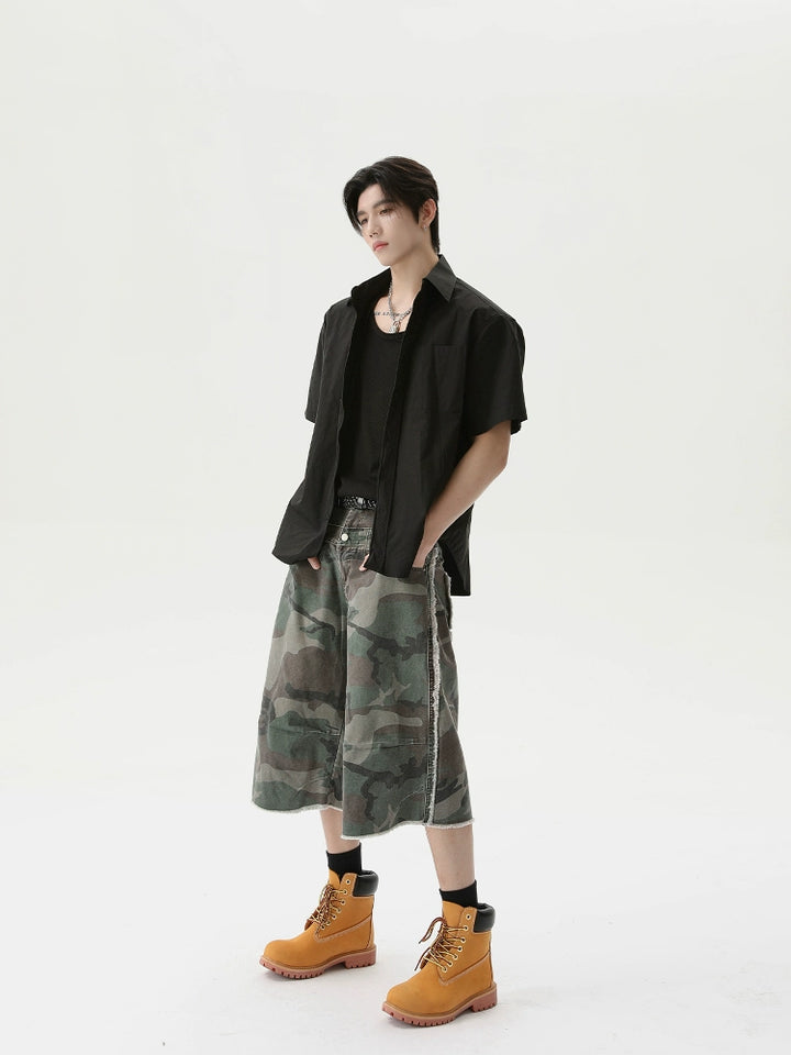 Short Sleeve Loose Button-Up Shirt