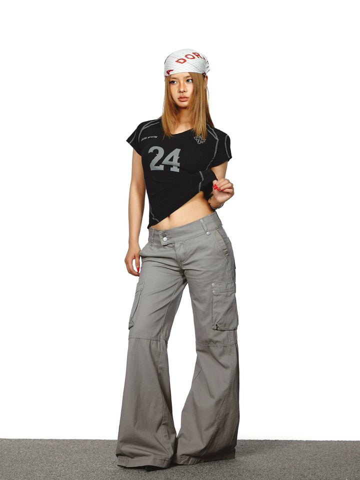 Low Waist Multi-Pocket Straight Cargo Pants