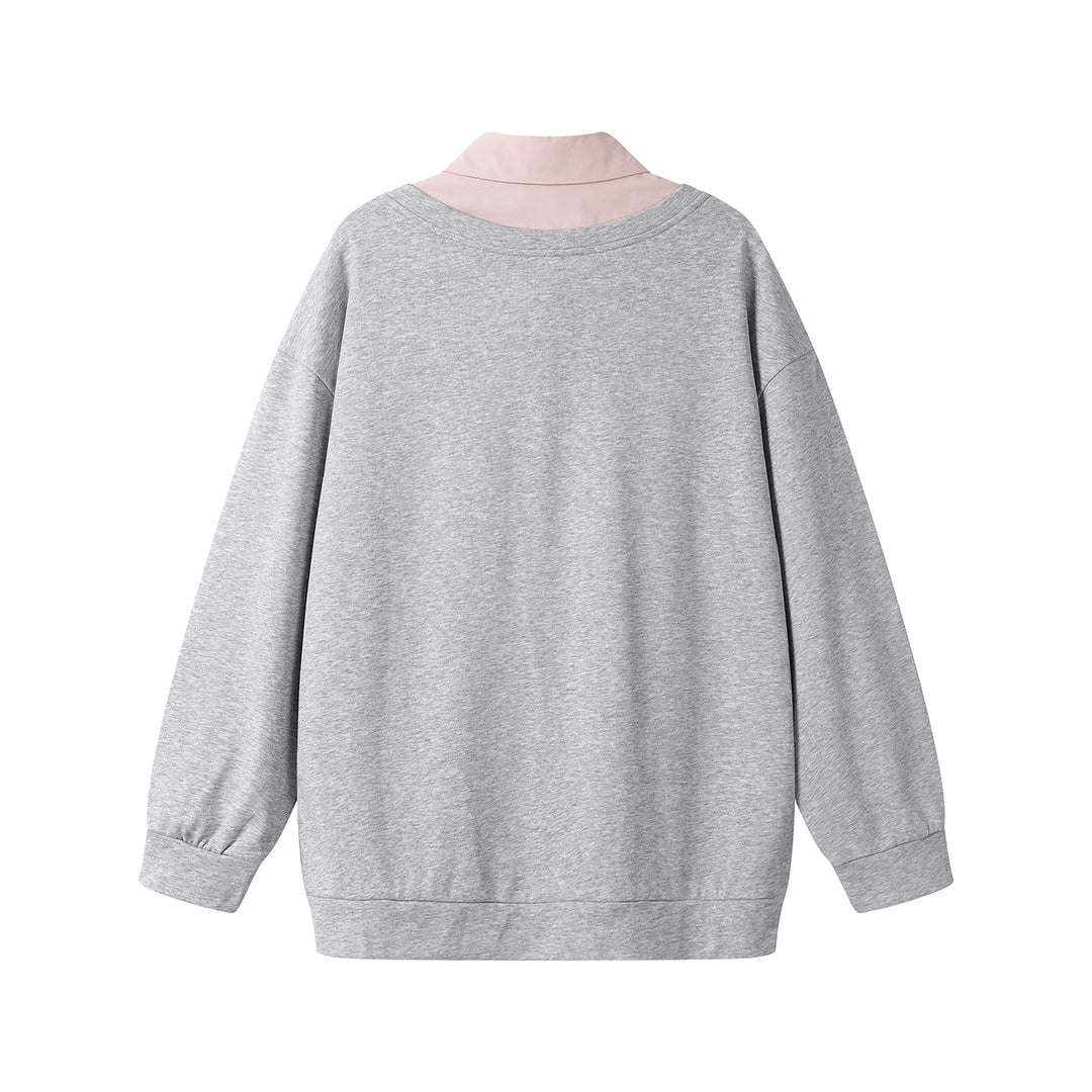 Polo Collar Layered Sweatshirt