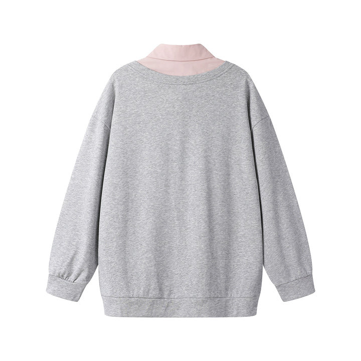 Polo Collar Layered Sweatshirt