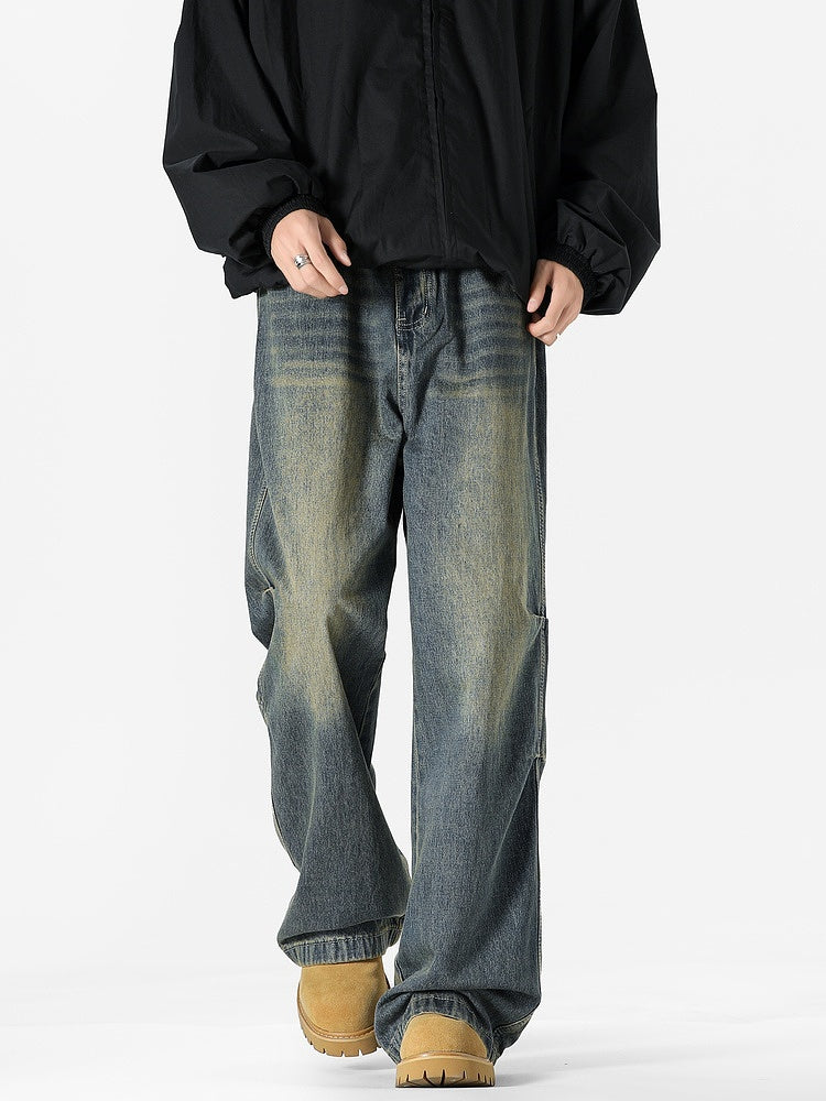Weite, gewaschene Jeanshose 