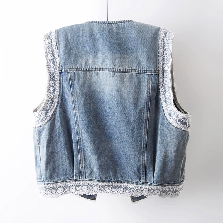 Blondekant Rund Hals Denim 