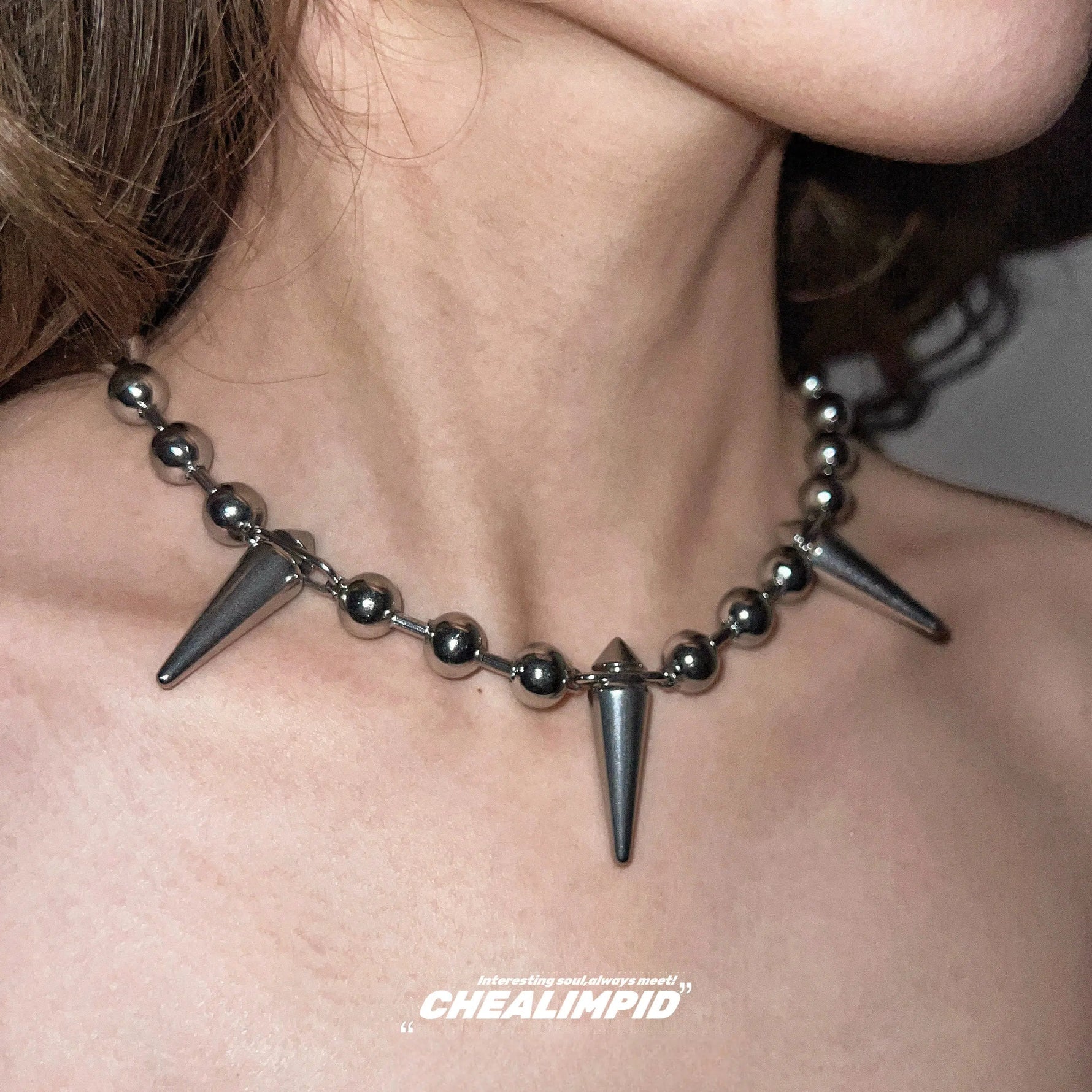 Titanium Steel Rivet Bead Necklace