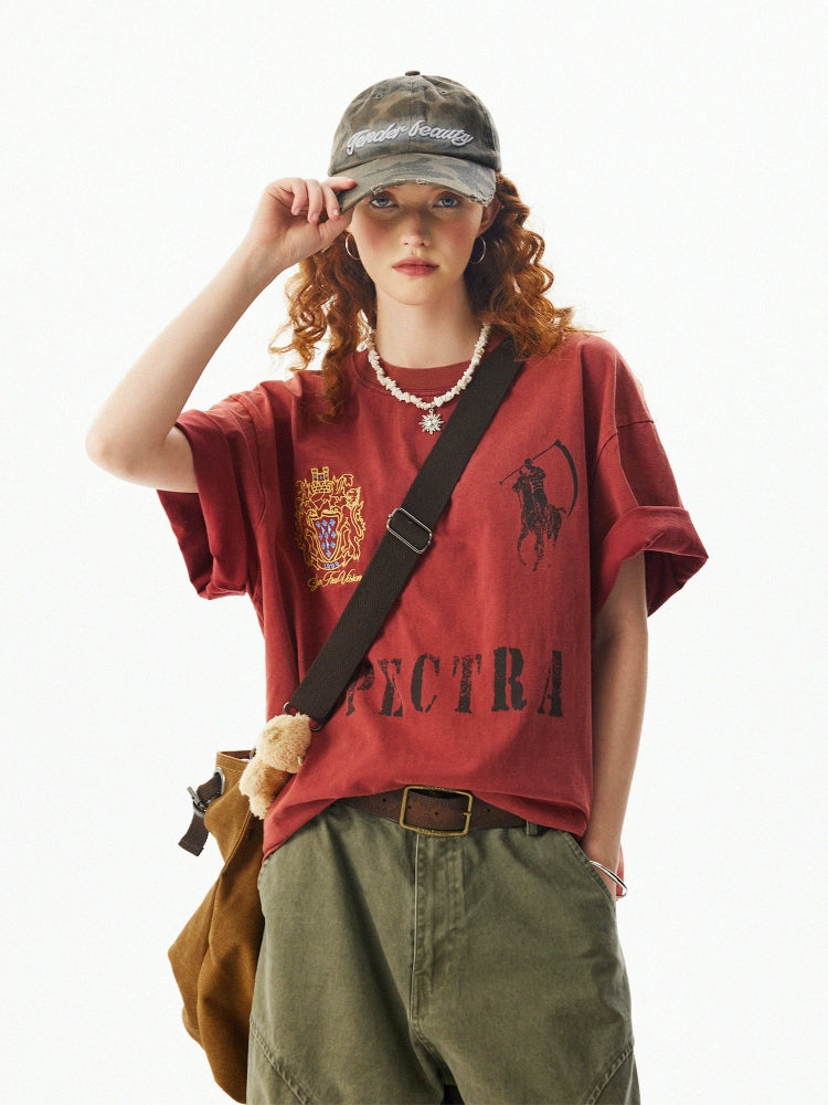 Embroidered Vintage Loose Short Sleeve T-Shirt