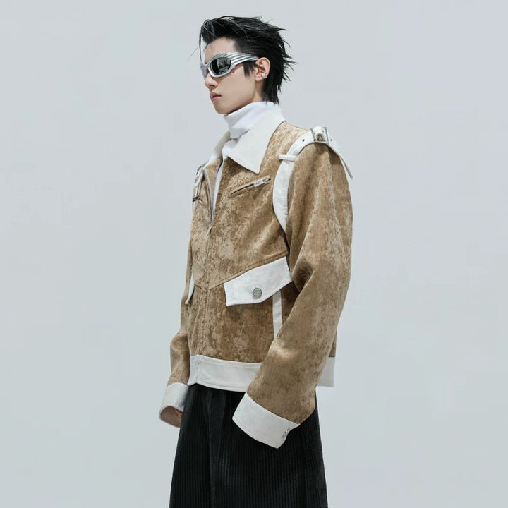 Large Pockets Silk Velvet Short Jacket