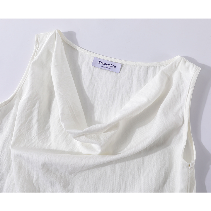 Belted Sleeveless Draped Neck Tank With Belt