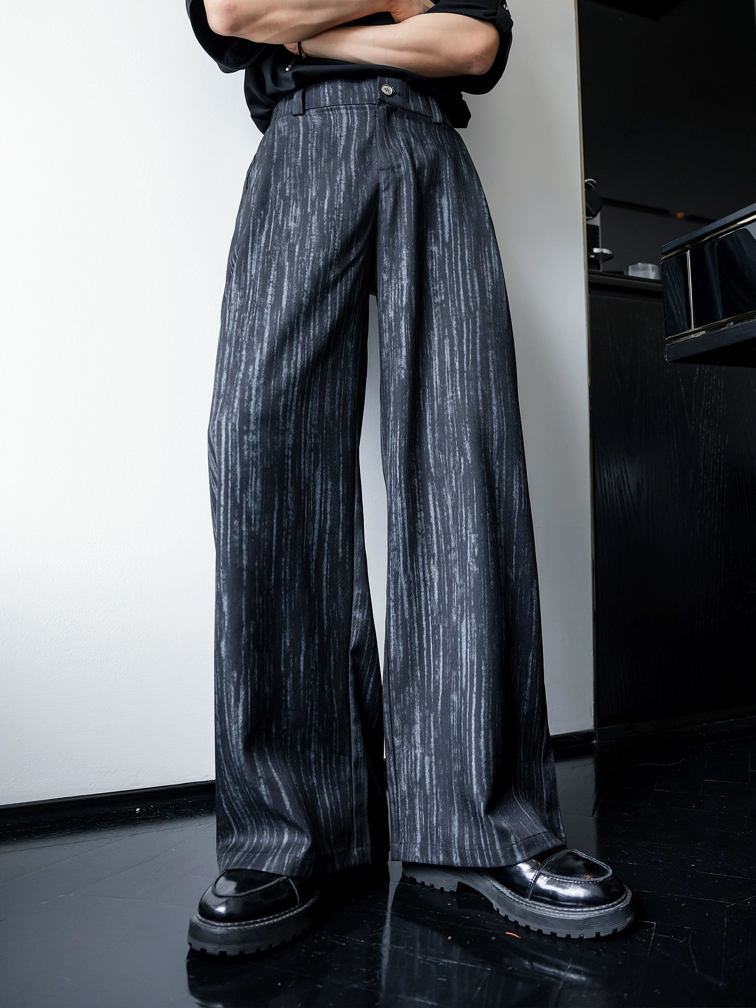 بنطلون مريح واسع الساق بتصميم ريترو 