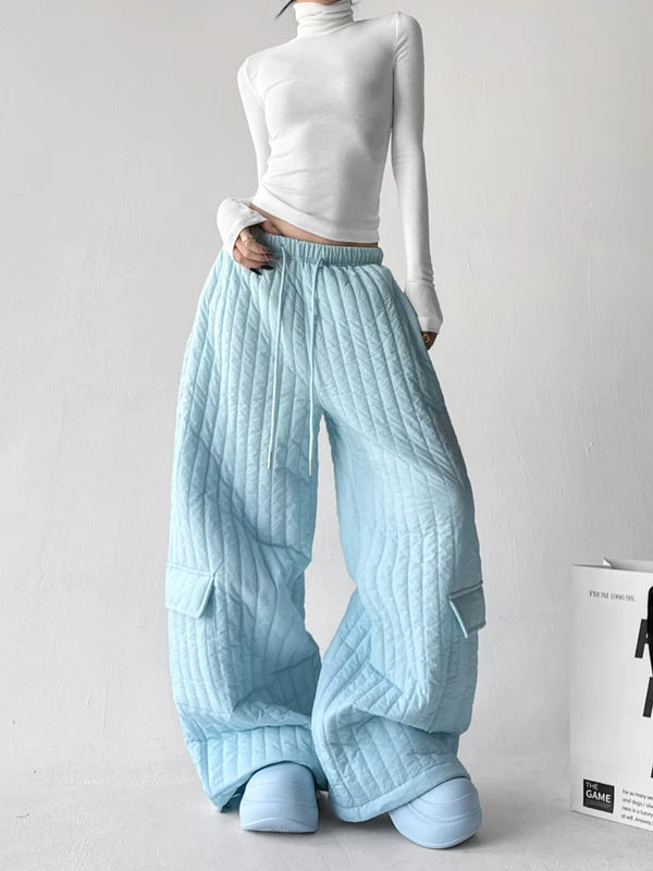 Yastıklı Geniş Paça Kargo Pantolon 