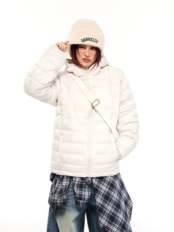 Giacca Puffer Leggera in Piuma d'Oca con Cappuccio 