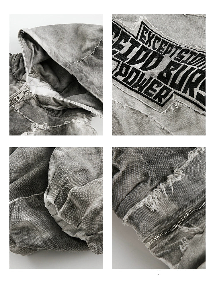 Varm Vasket Hettejakke i Bomull 