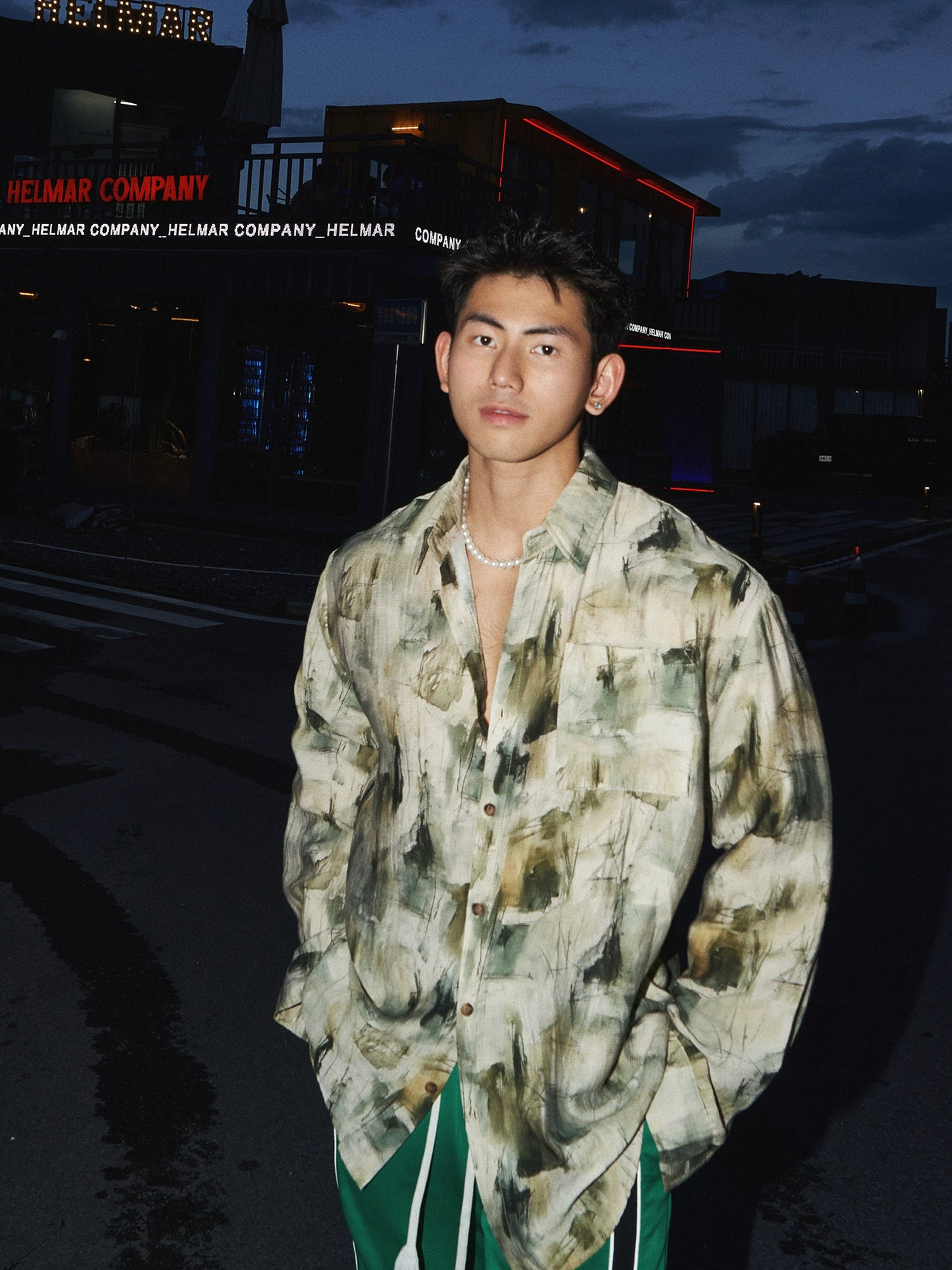 Long Sleeve Loose Fit Floral Shirt