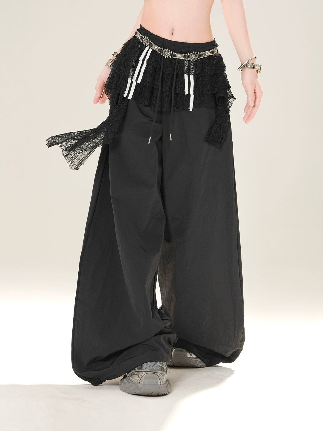 Lace Wide-Leg High Street Pants