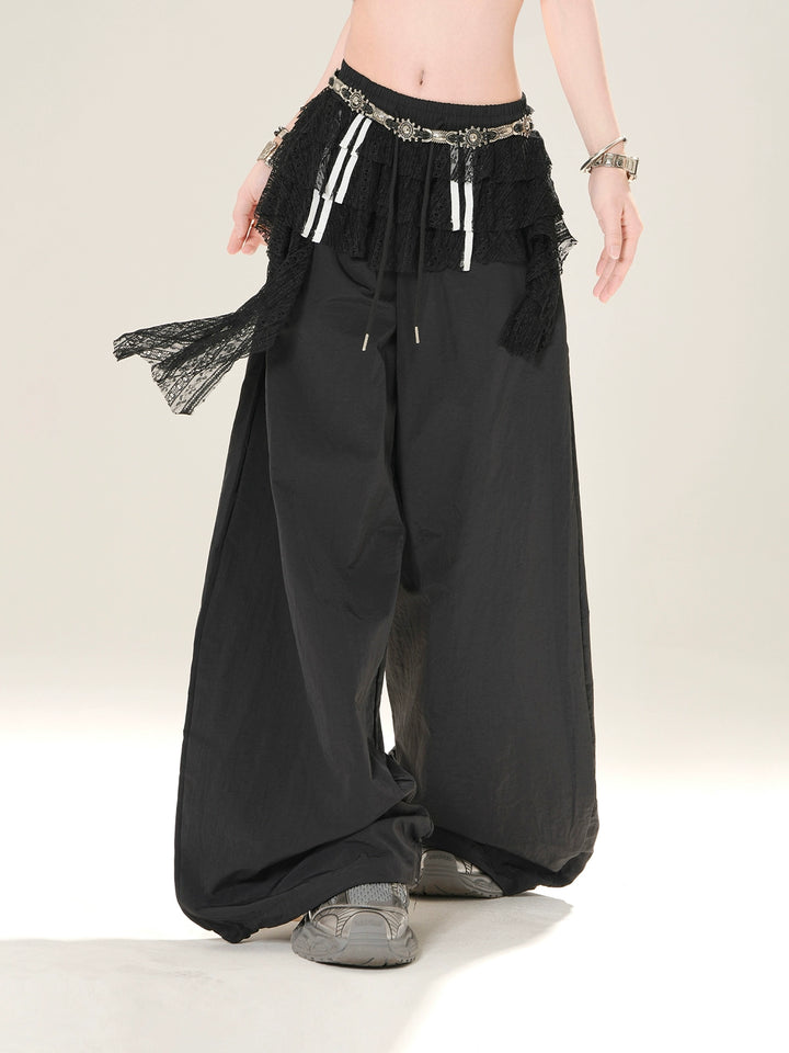 Lace Wide-Leg High Street Pants