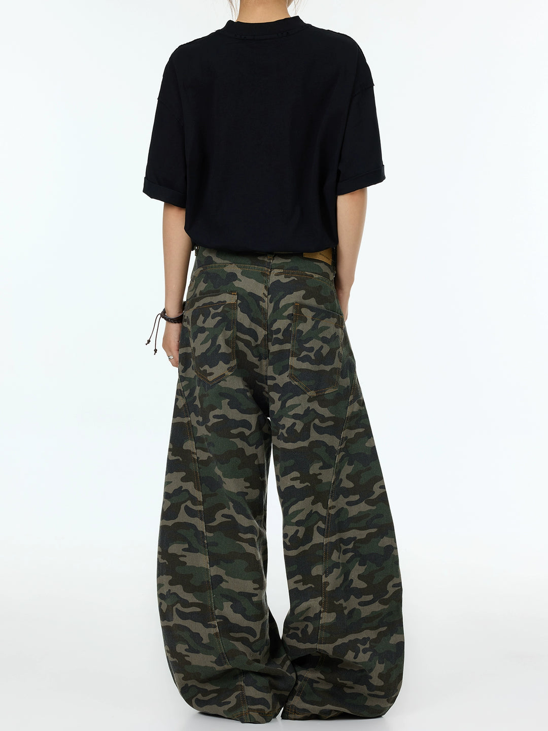 Pantalones cargo de camuflaje de pierna ancha 
