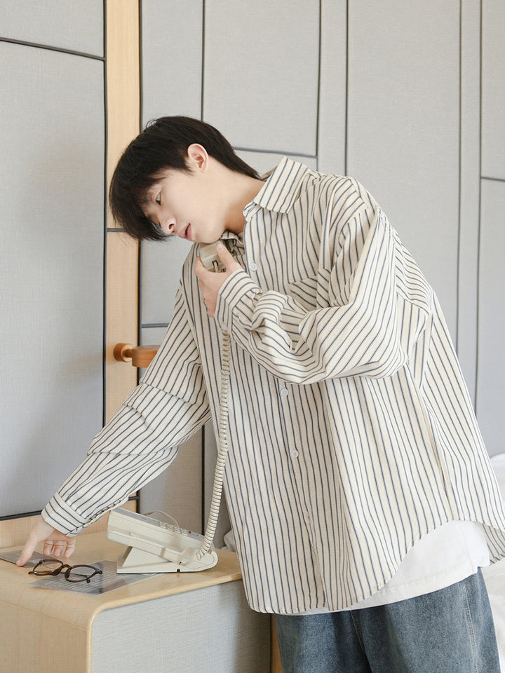 Striped Long-Sleeve Casual Shirt