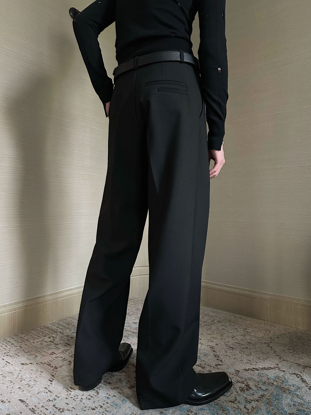 Weite Beinform Hohe Taille Gerade Hose 