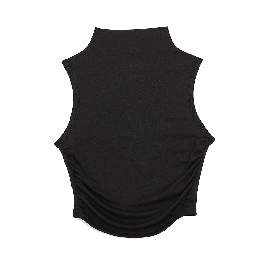 Sleeveless Mock Neck Slim Fit Crop Top