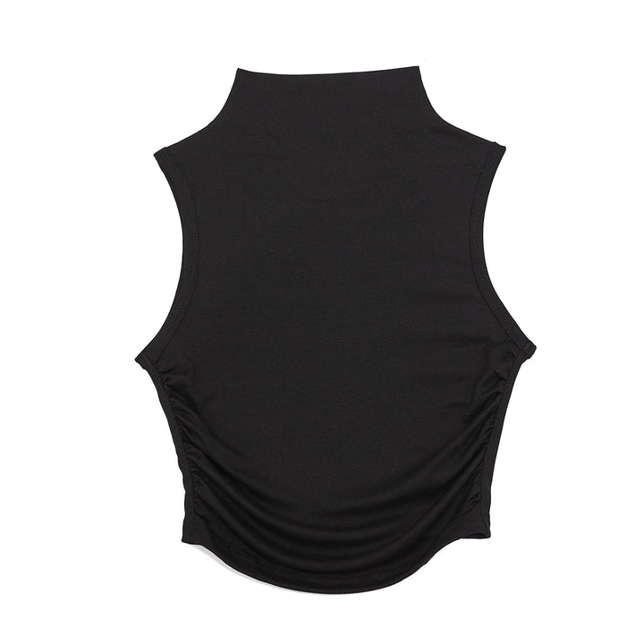 Sleeveless Mock Neck Slim Fit Crop Top