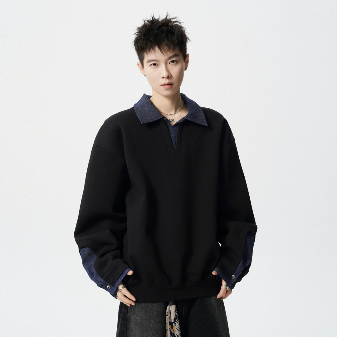 Retro polo krave løs pasform sweatshirt 