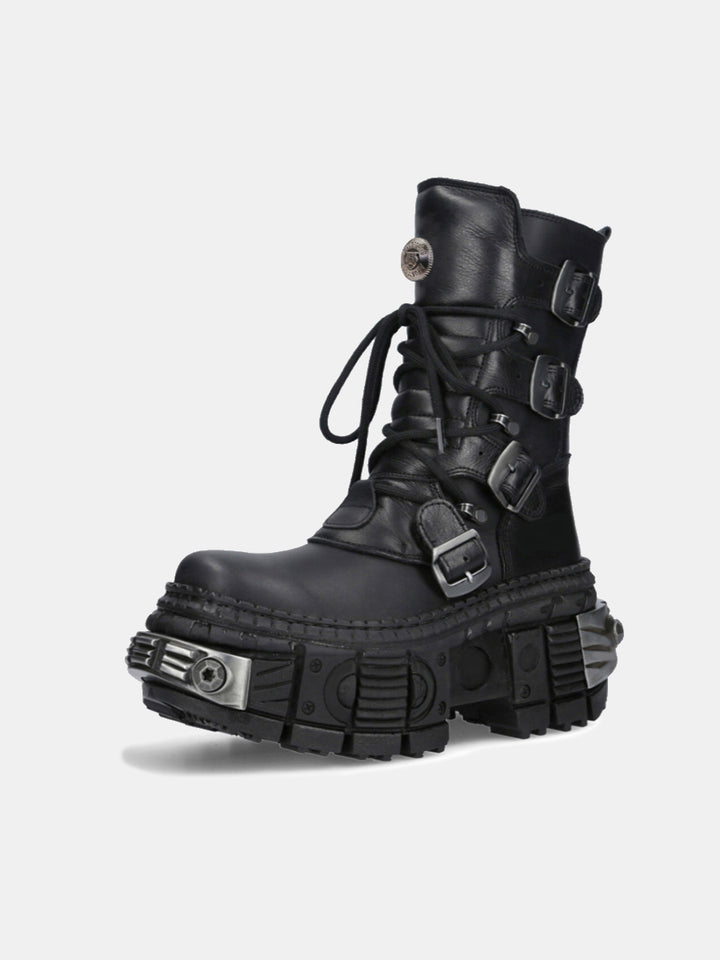 Bottes de moto à cheville à plateforme chunky 