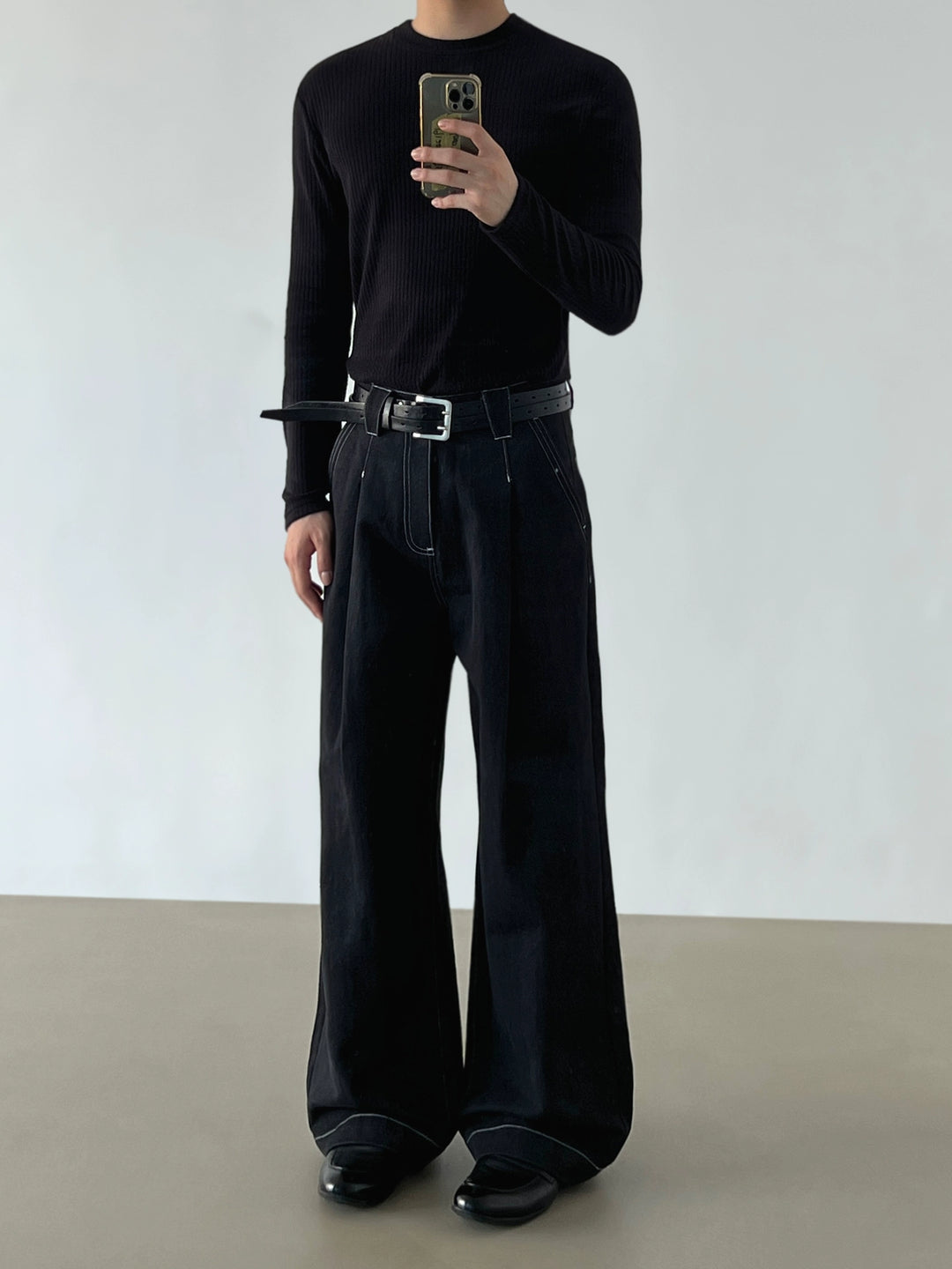 Pantalons amples en drapé A-Line avec couture exposée 