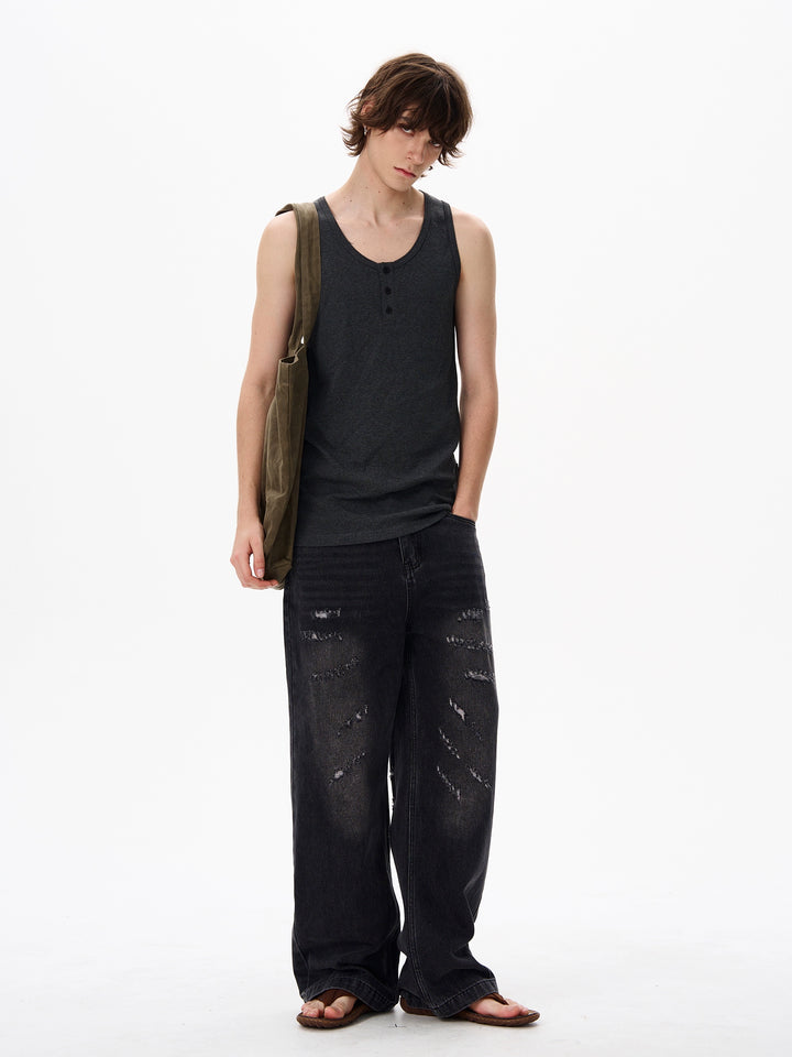 distressed wide leg retro jeans 