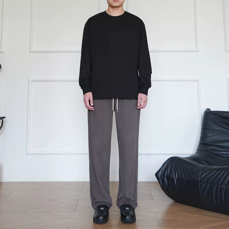 بنطلونات واسعة الساق غير رسمية مغسولة ومشطوبة 