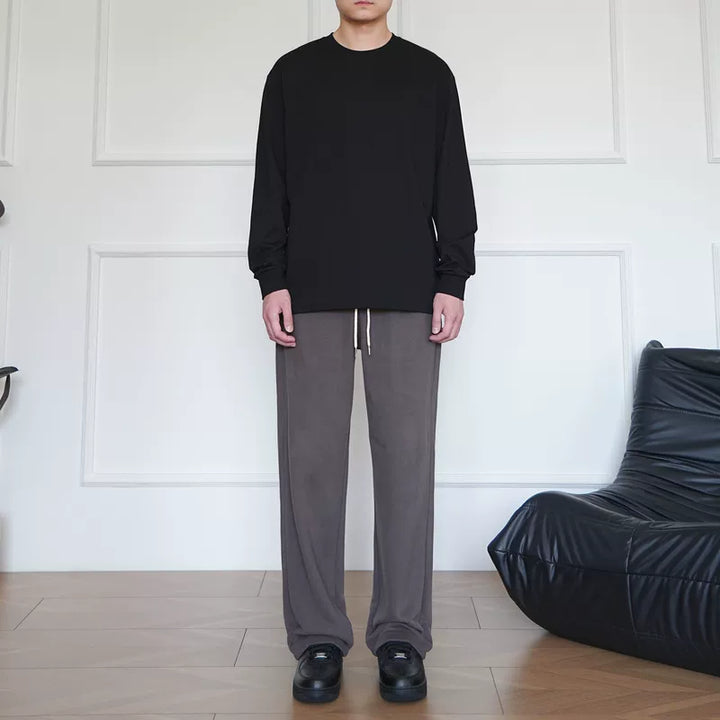 بنطلونات واسعة الساق غير رسمية مغسولة ومشطوبة 