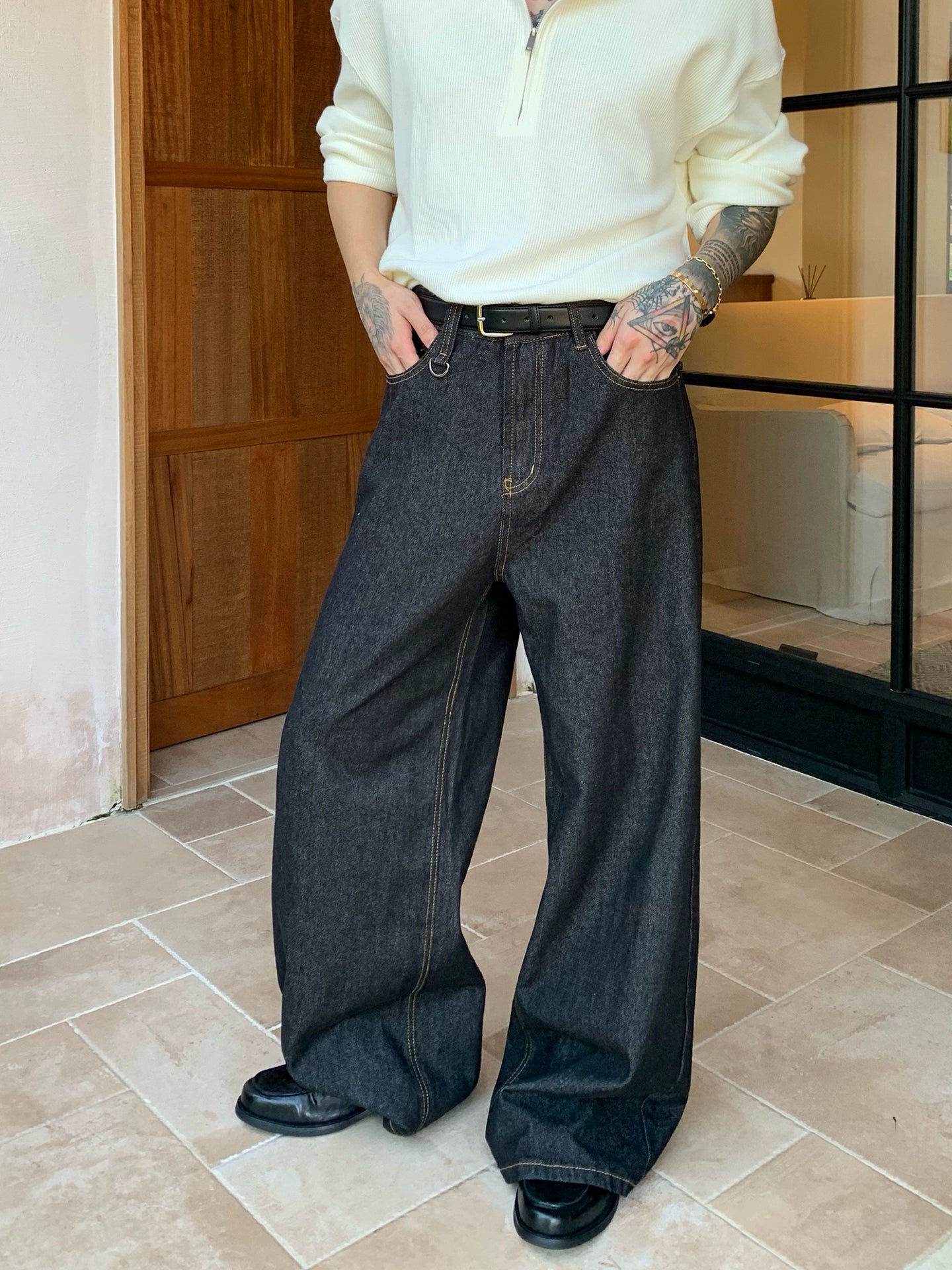 Bol Kesim Retro Düz Paça Kot Pantolon 