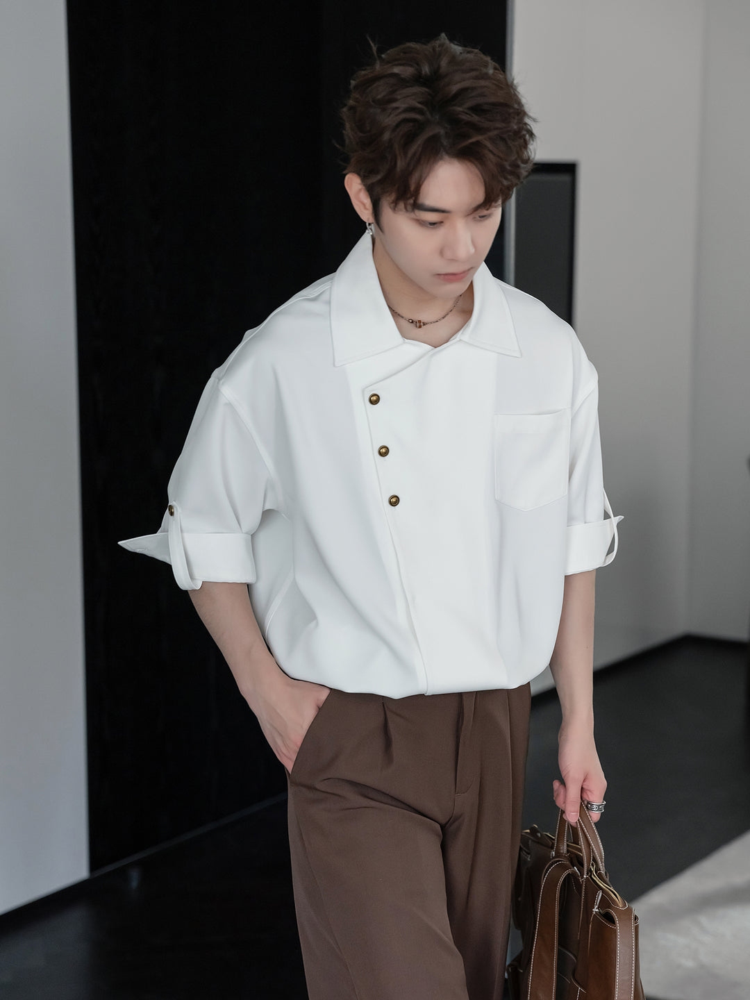 Button-down Shirt with Rolled Sleeves