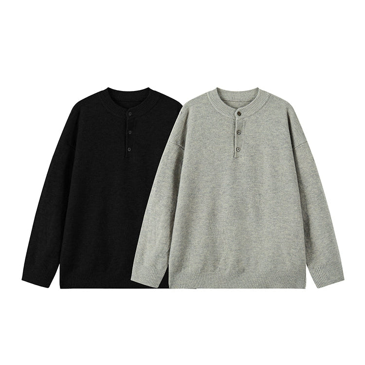 Knit Henley Collar Sweater