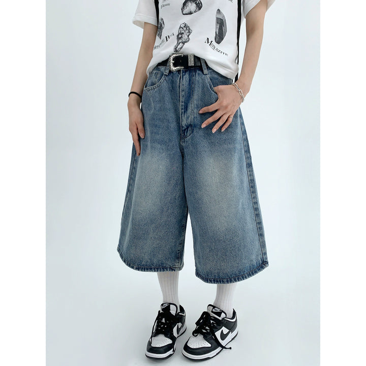Wide Leg Cropped Denim Pants